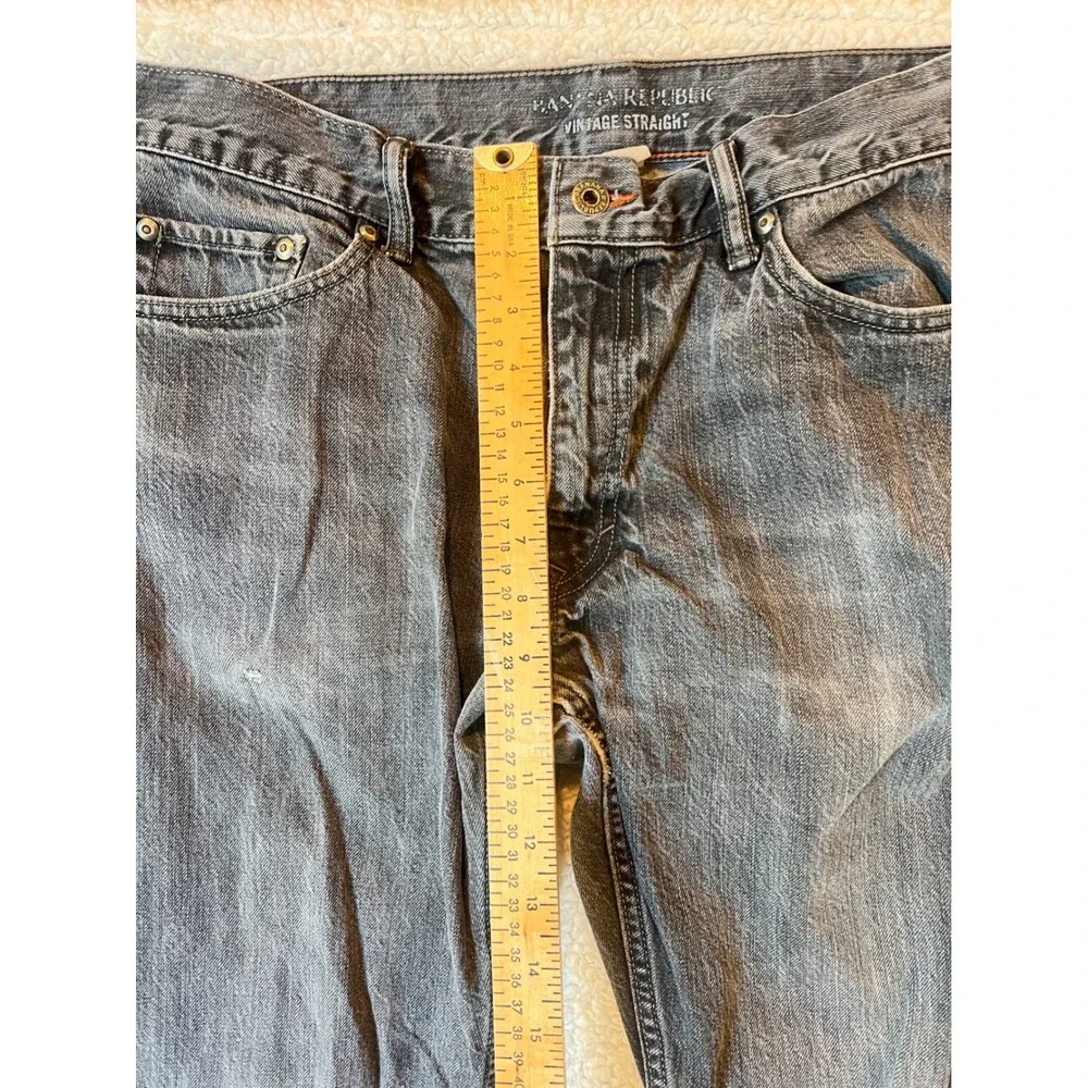 Banana Republic Vintage Straight Jeans Mens 34x32 Faded Black Distressed Denim